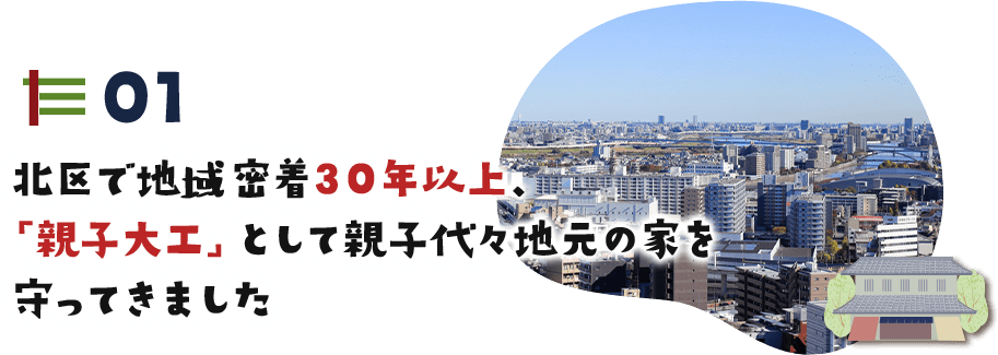 01 北区で地域密着30年以上、「親子大工」として親子代々地元の家を守ってきました